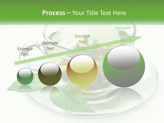 A Cup Of Green Tea With Leaves On A Saucer PowerPoint Template