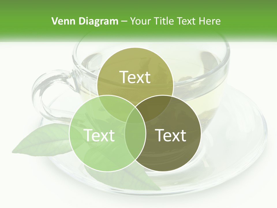 A Cup Of Green Tea With Leaves On A Saucer PowerPoint Template