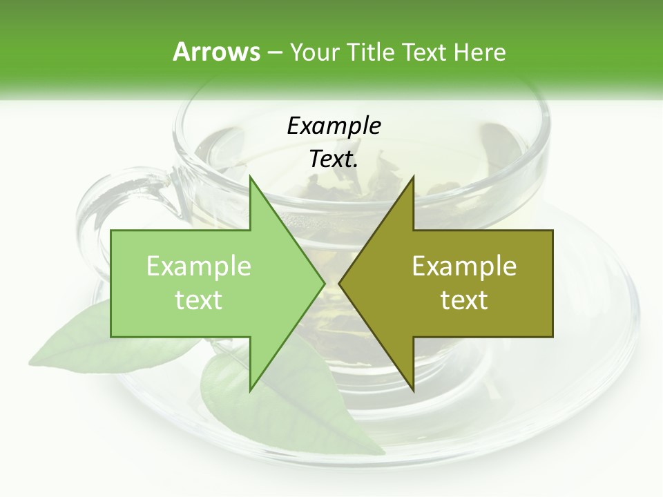 A Cup Of Green Tea With Leaves On A Saucer PowerPoint Template