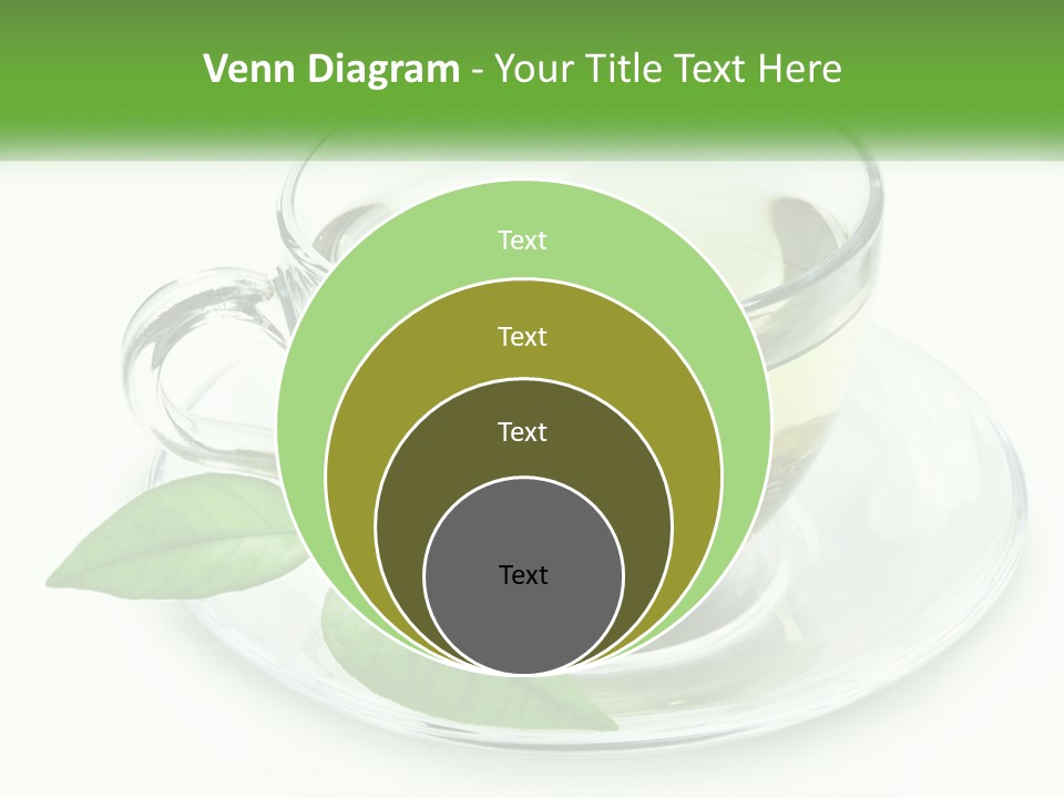 A Cup Of Green Tea With Leaves On A Saucer PowerPoint Template