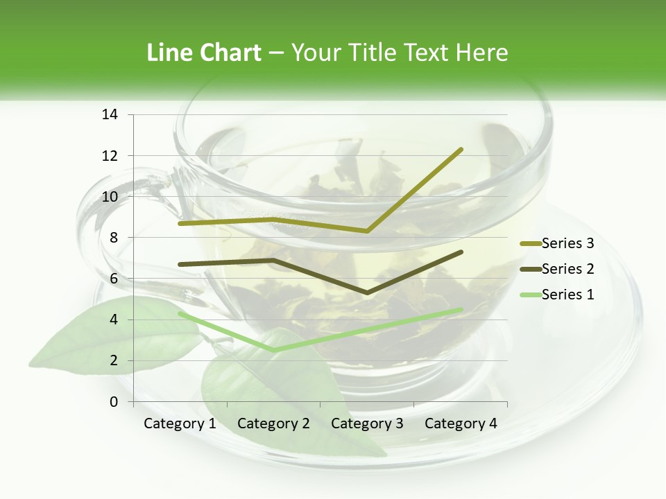 A Cup Of Green Tea With Leaves On A Saucer PowerPoint Template