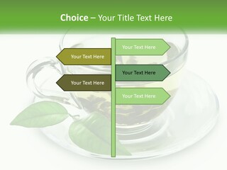 A Cup Of Green Tea With Leaves On A Saucer PowerPoint Template