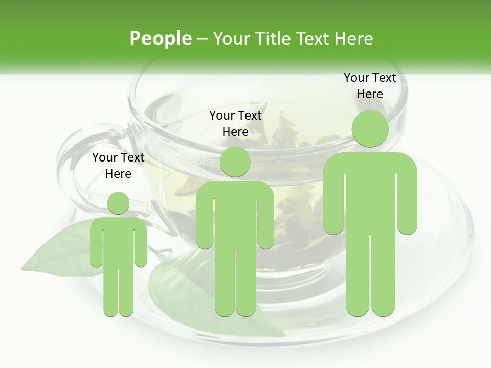 A Cup Of Green Tea With Leaves On A Saucer PowerPoint Template