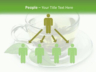 A Cup Of Green Tea With Leaves On A Saucer PowerPoint Template