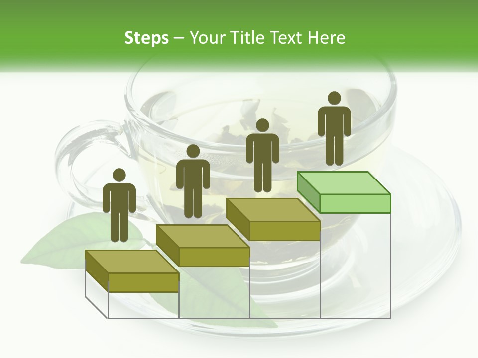 A Cup Of Green Tea With Leaves On A Saucer PowerPoint Template