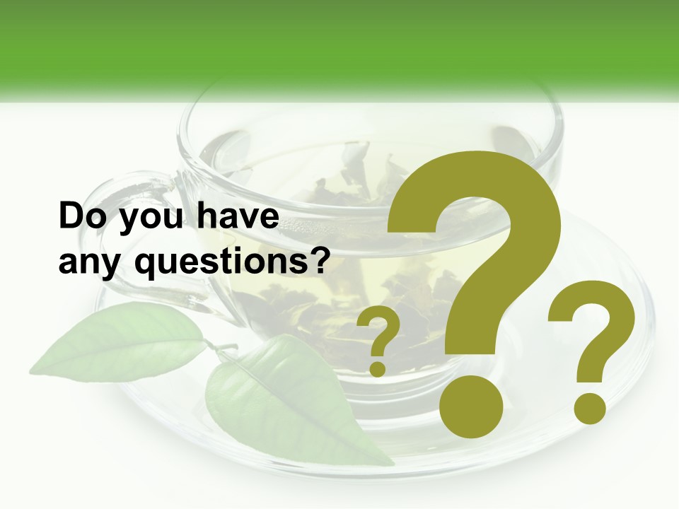 A Cup Of Green Tea With Leaves On A Saucer PowerPoint Template