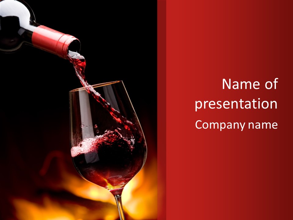 A Red Wine Being Poured Into A Wine Glass PowerPoint Template