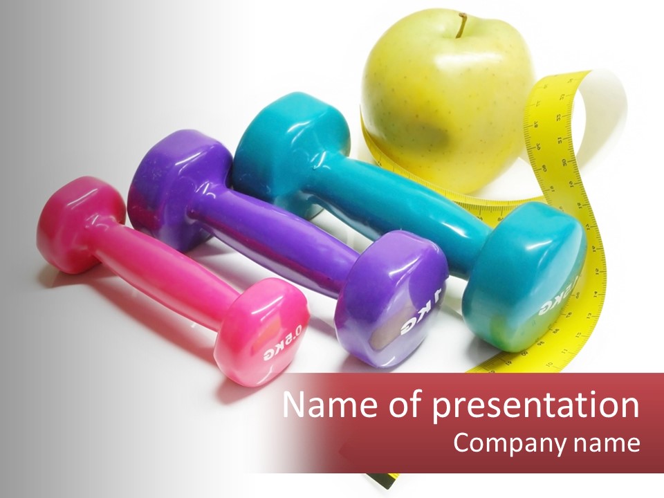 A Group Of Dumbs And An Apple With A Measuring Tape PowerPoint Template