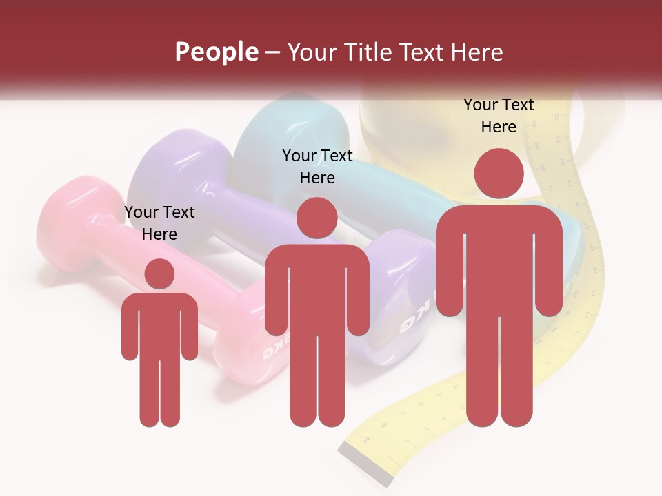 A Group Of Dumbs And An Apple With A Measuring Tape PowerPoint Template