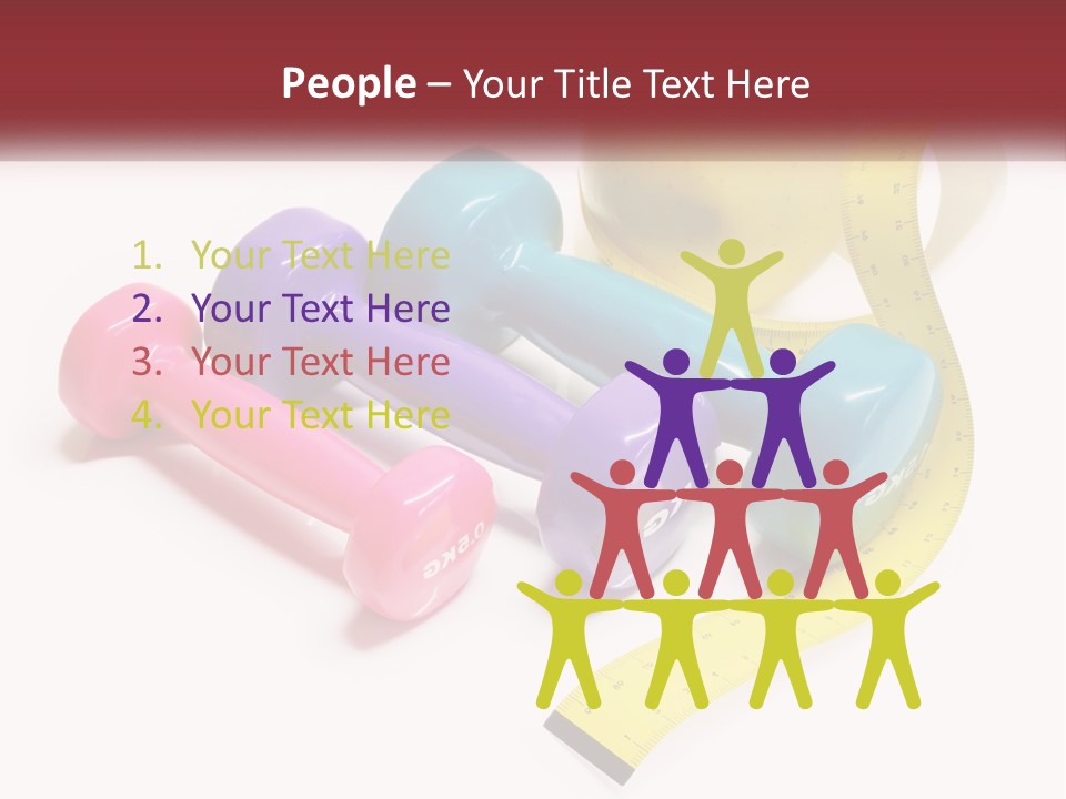 A Group Of Dumbs And An Apple With A Measuring Tape PowerPoint Template