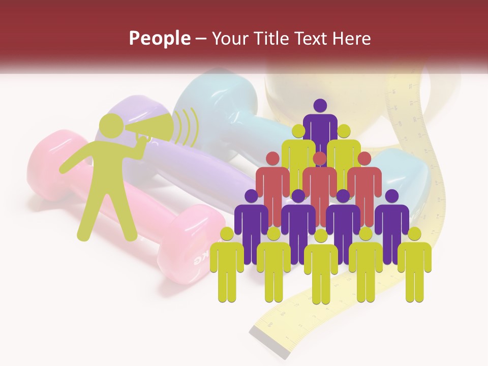 A Group Of Dumbs And An Apple With A Measuring Tape PowerPoint Template