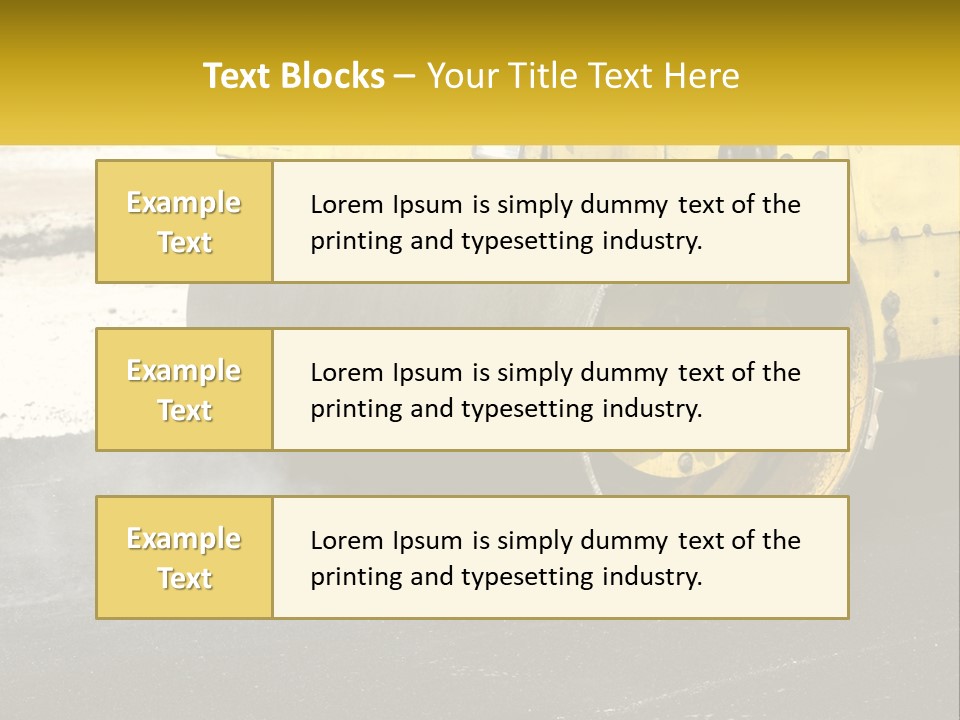 A Yellow Bulldozer Is Moving Down The Road PowerPoint Template