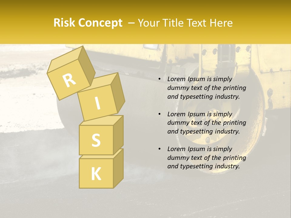A Yellow Bulldozer Is Moving Down The Road PowerPoint Template