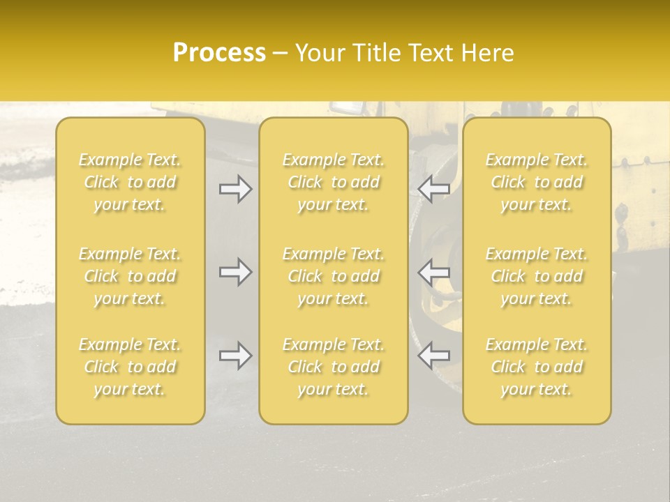 A Yellow Bulldozer Is Moving Down The Road PowerPoint Template