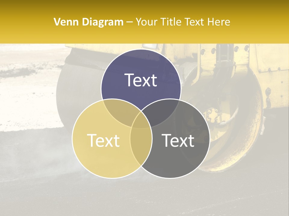 A Yellow Bulldozer Is Moving Down The Road PowerPoint Template