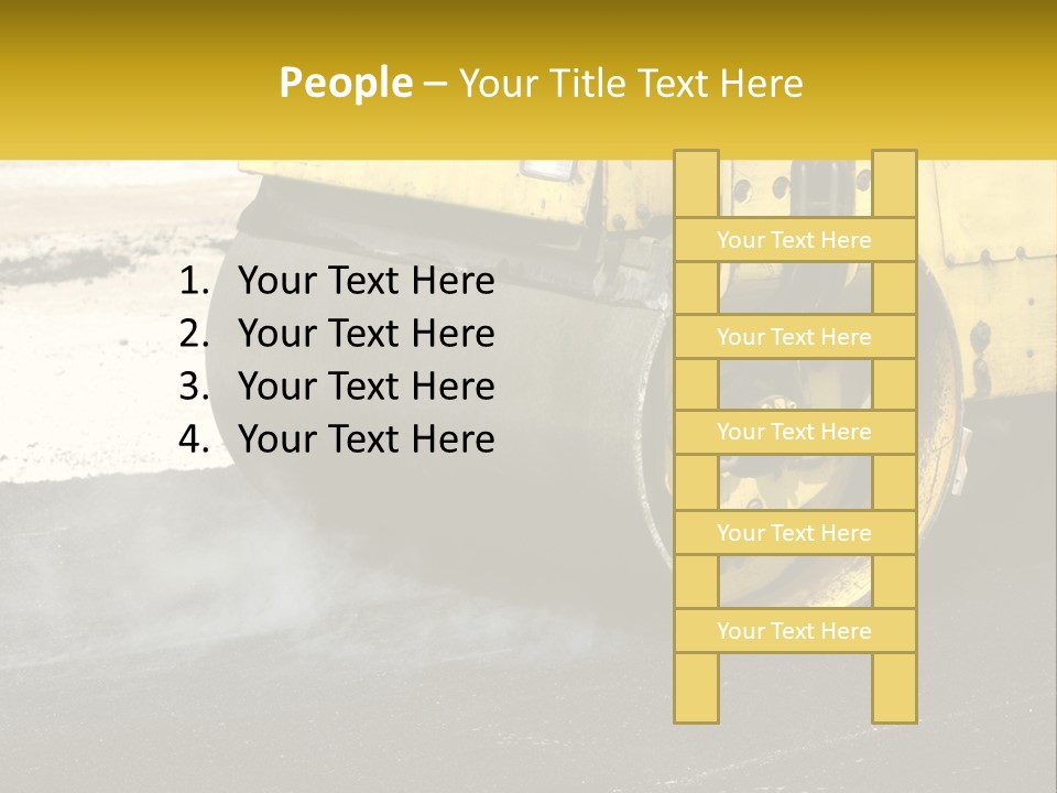 A Yellow Bulldozer Is Moving Down The Road PowerPoint Template