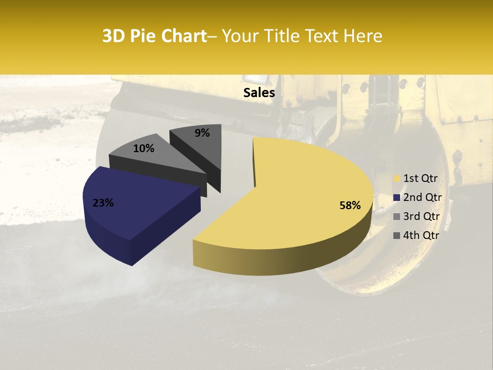A Yellow Bulldozer Is Moving Down The Road PowerPoint Template