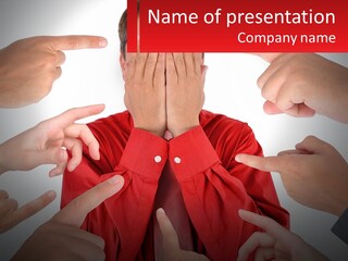 A Group Of People Covering Their Faces With Their Hands PowerPoint Template