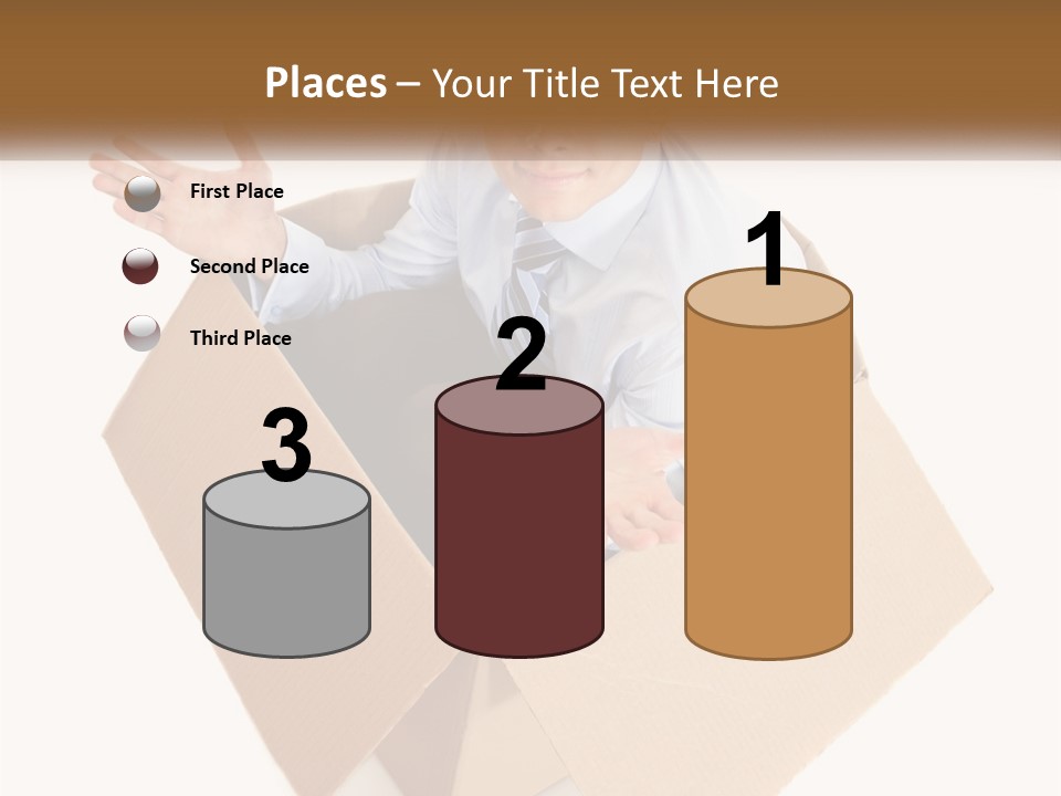 A Man Sitting In A Cardboard Box With His Hands Out PowerPoint Template