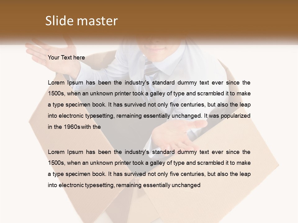 A Man Sitting In A Cardboard Box With His Hands Out PowerPoint Template