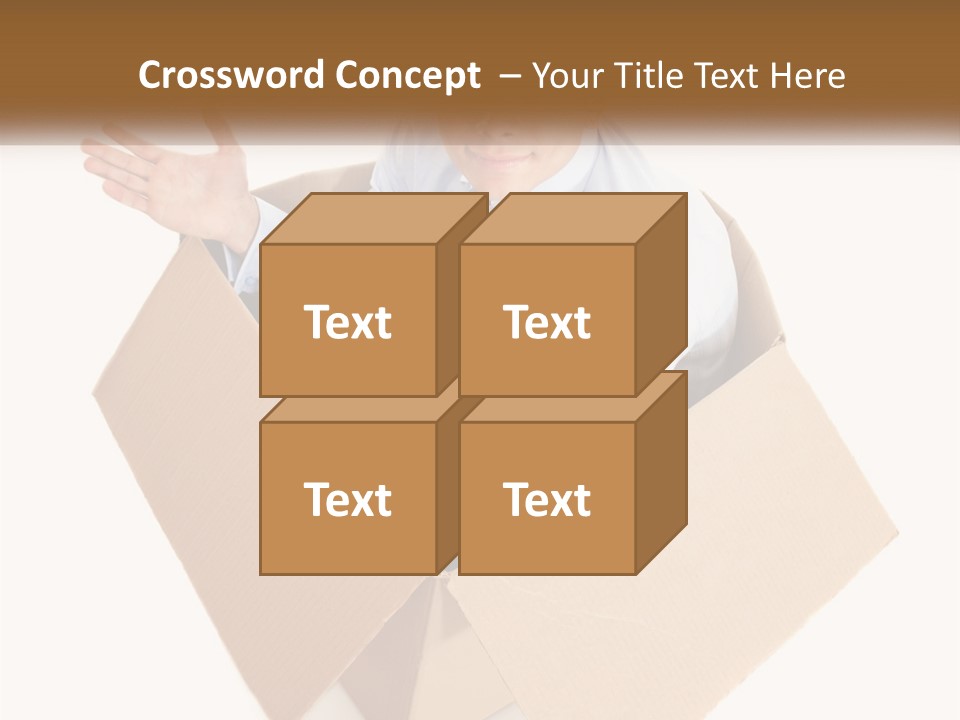 A Man Sitting In A Cardboard Box With His Hands Out PowerPoint Template