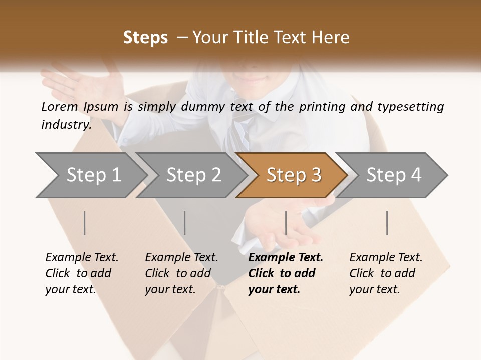 A Man Sitting In A Cardboard Box With His Hands Out PowerPoint Template
