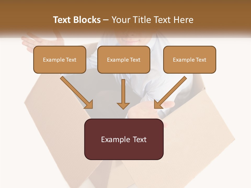 A Man Sitting In A Cardboard Box With His Hands Out PowerPoint Template