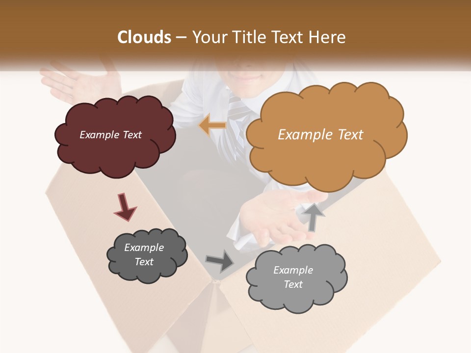 A Man Sitting In A Cardboard Box With His Hands Out PowerPoint Template