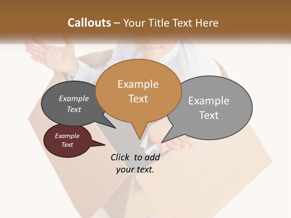 A Man Sitting In A Cardboard Box With His Hands Out PowerPoint Template
