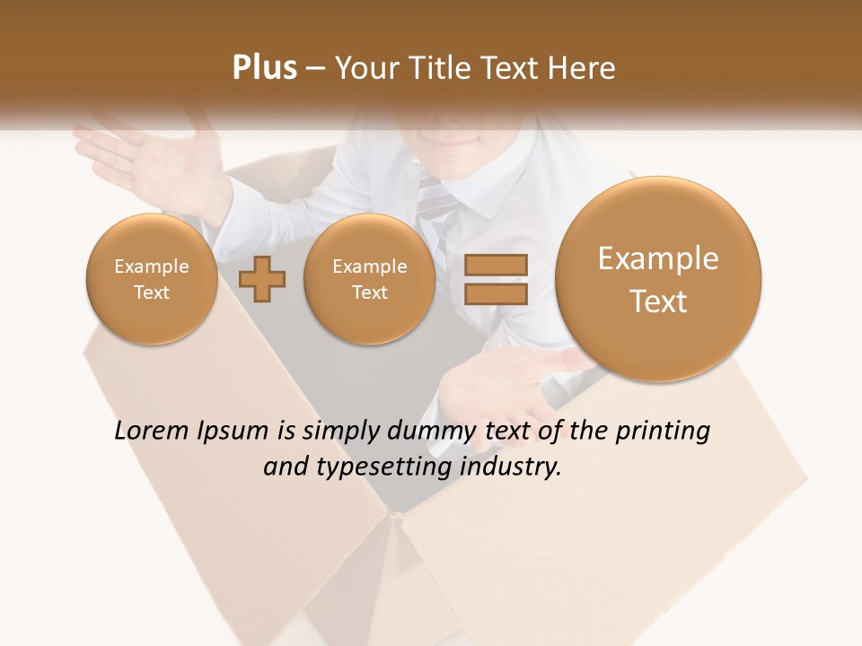 A Man Sitting In A Cardboard Box With His Hands Out PowerPoint Template