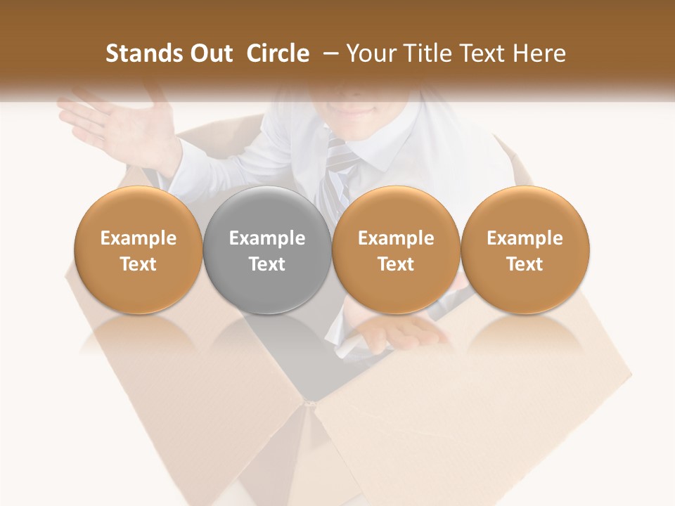 A Man Sitting In A Cardboard Box With His Hands Out PowerPoint Template