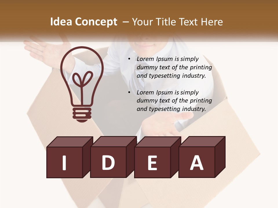 A Man Sitting In A Cardboard Box With His Hands Out PowerPoint Template