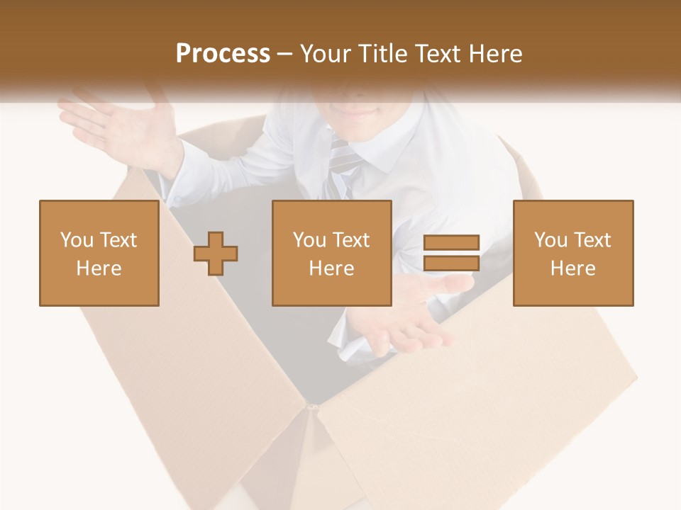 A Man Sitting In A Cardboard Box With His Hands Out PowerPoint Template