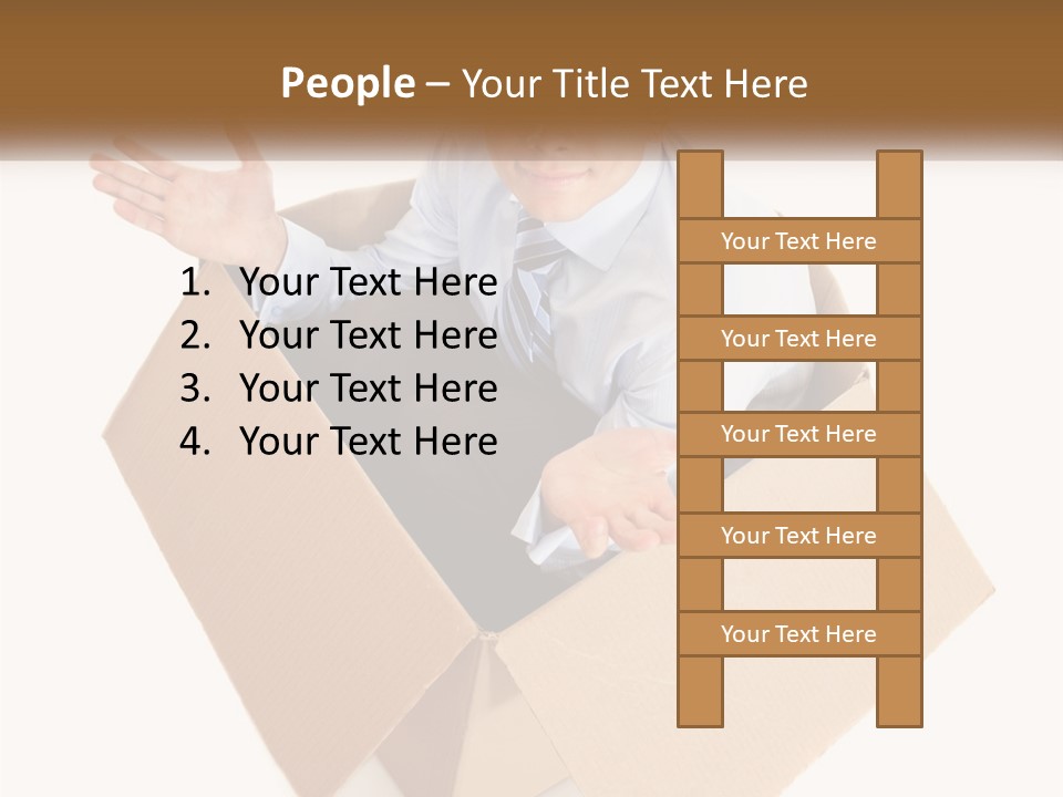 A Man Sitting In A Cardboard Box With His Hands Out PowerPoint Template
