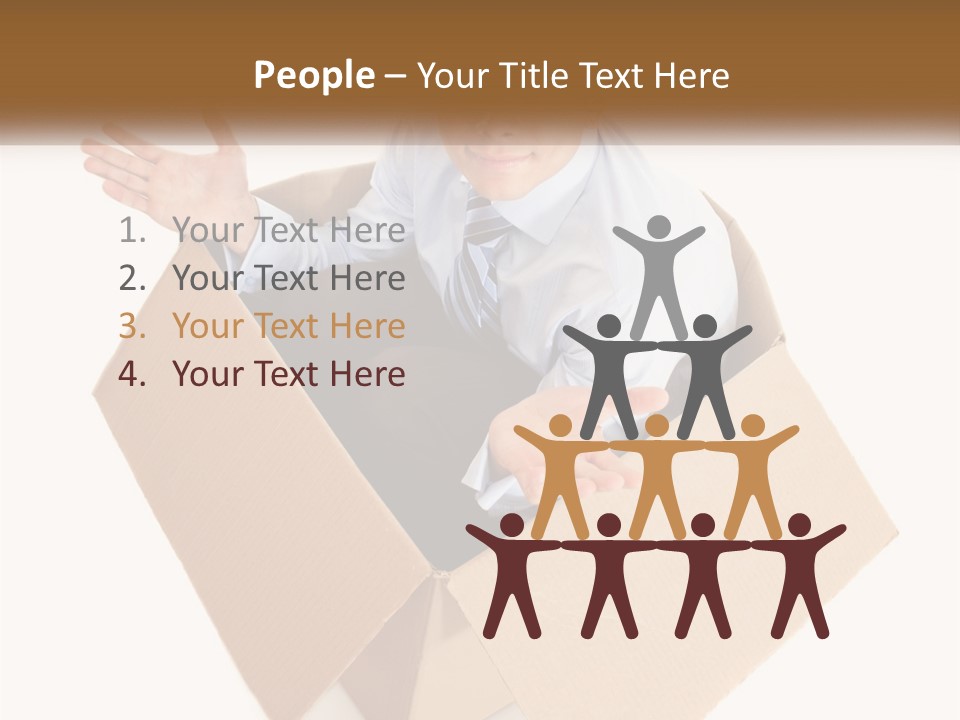 A Man Sitting In A Cardboard Box With His Hands Out PowerPoint Template