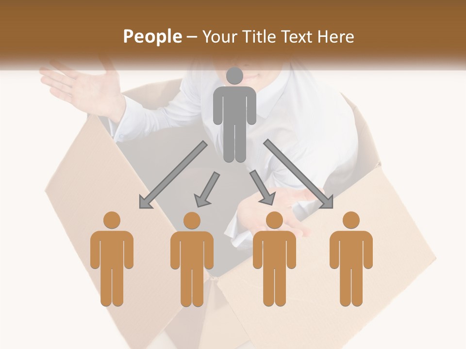 A Man Sitting In A Cardboard Box With His Hands Out PowerPoint Template