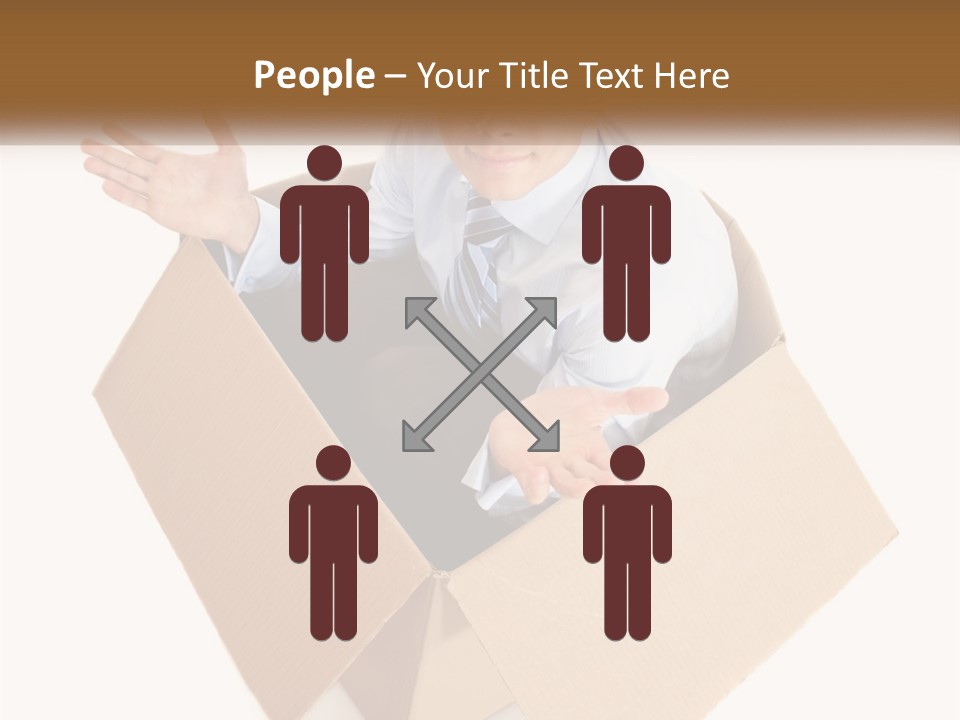 A Man Sitting In A Cardboard Box With His Hands Out PowerPoint Template