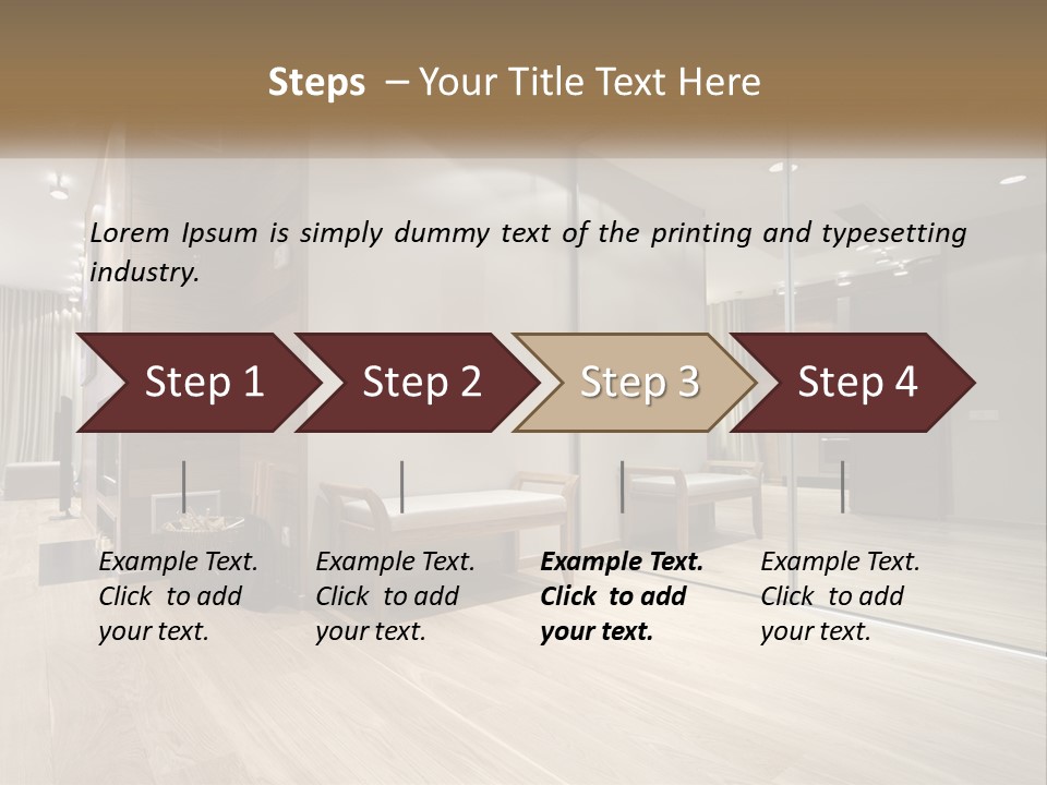 A Room With A Mirror And A Bench In It PowerPoint Template