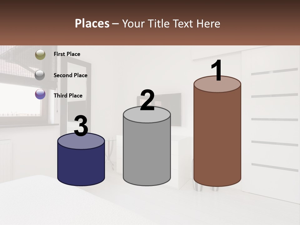 A Bedroom With A Bed, Dresser, Mirror And Television PowerPoint Template