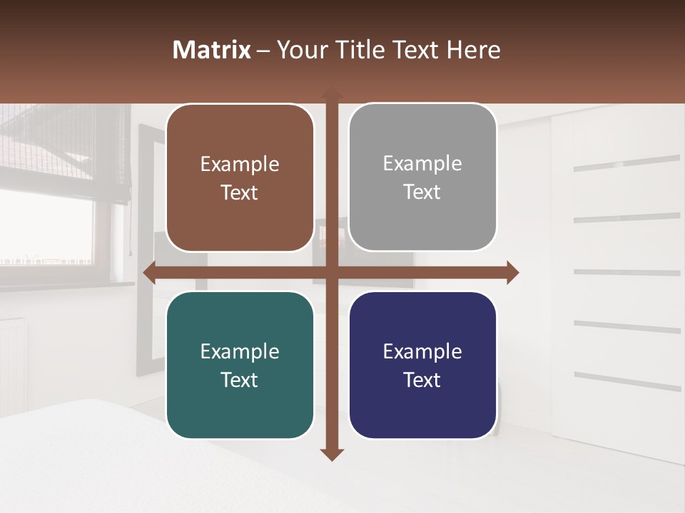 A Bedroom With A Bed, Dresser, Mirror And Television PowerPoint Template