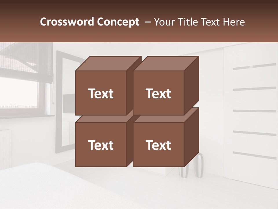 A Bedroom With A Bed, Dresser, Mirror And Television PowerPoint Template