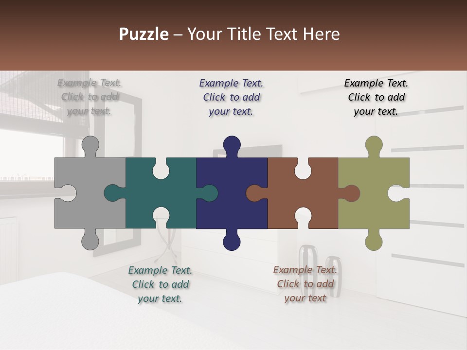 A Bedroom With A Bed, Dresser, Mirror And Television PowerPoint Template