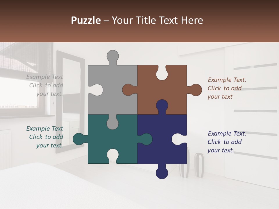 A Bedroom With A Bed, Dresser, Mirror And Television PowerPoint Template