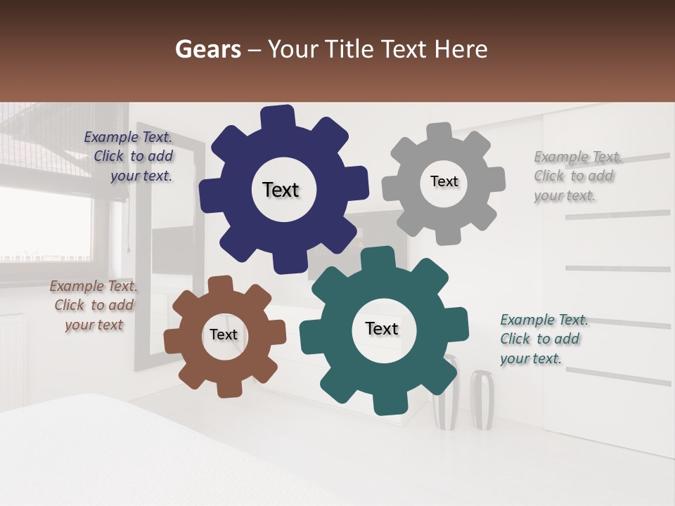 A Bedroom With A Bed, Dresser, Mirror And Television PowerPoint Template