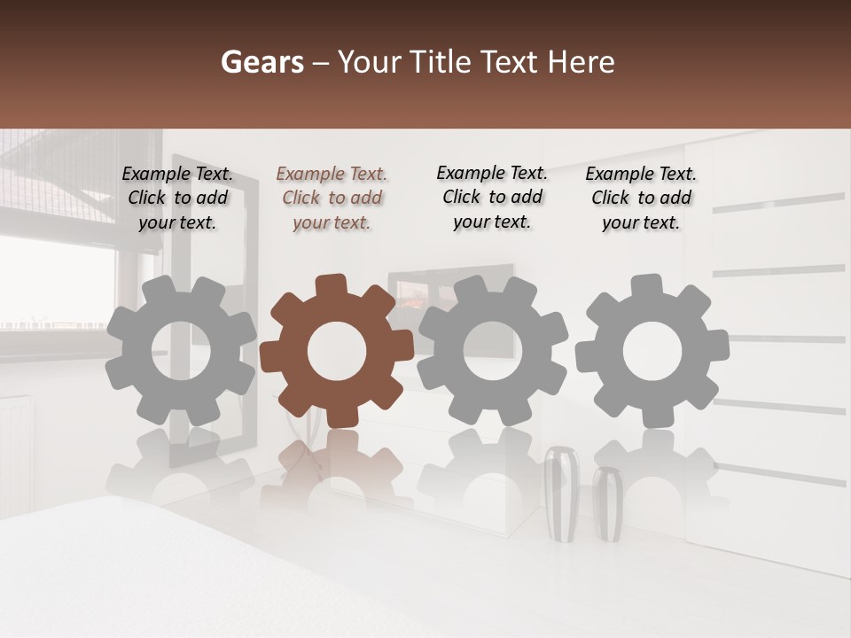 A Bedroom With A Bed, Dresser, Mirror And Television PowerPoint Template