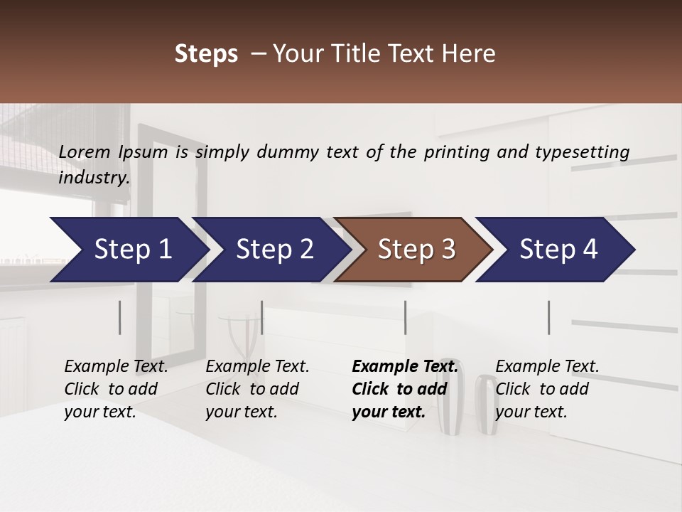 A Bedroom With A Bed, Dresser, Mirror And Television PowerPoint Template