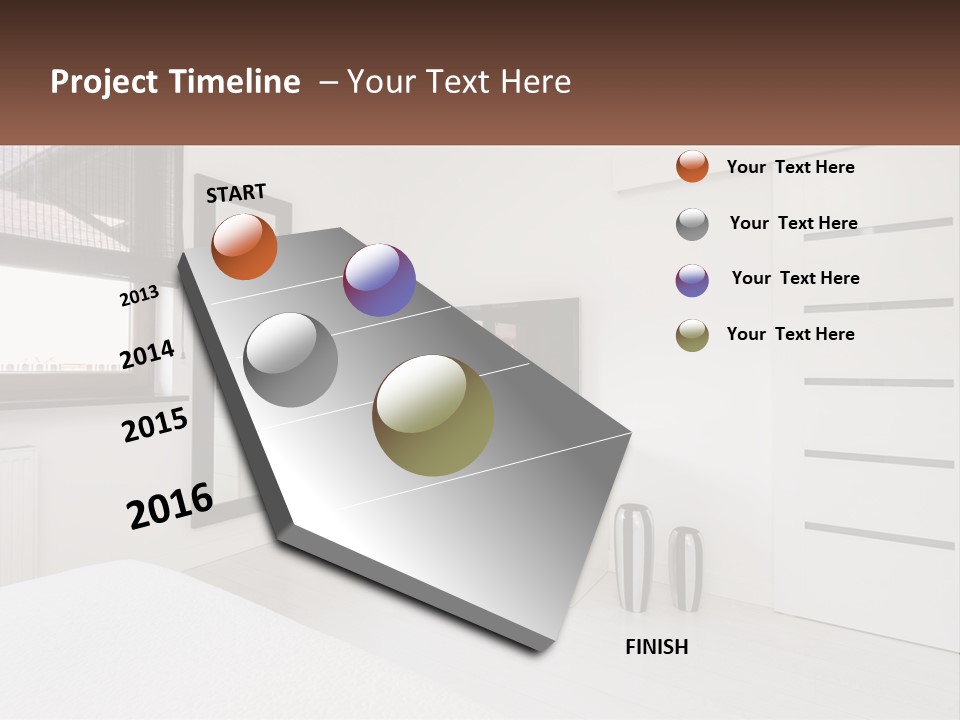 A Bedroom With A Bed, Dresser, Mirror And Television PowerPoint Template