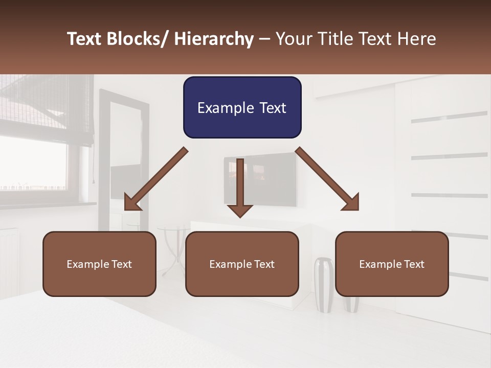 A Bedroom With A Bed, Dresser, Mirror And Television PowerPoint Template