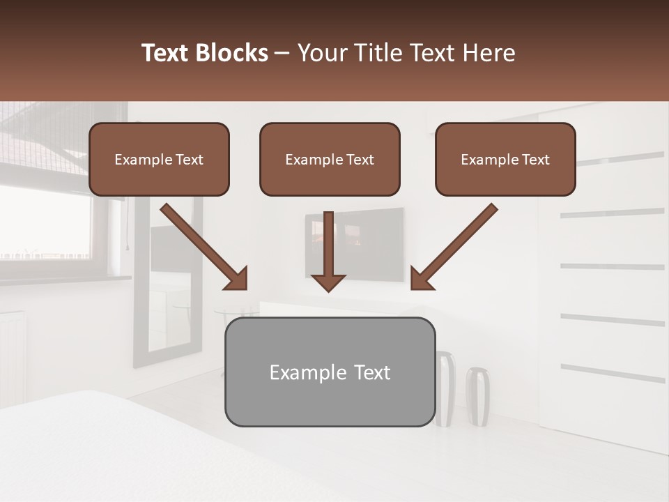 A Bedroom With A Bed, Dresser, Mirror And Television PowerPoint Template