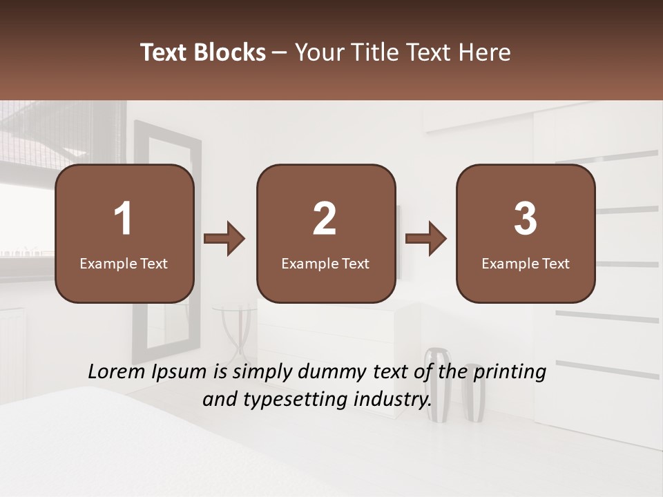 A Bedroom With A Bed, Dresser, Mirror And Television PowerPoint Template